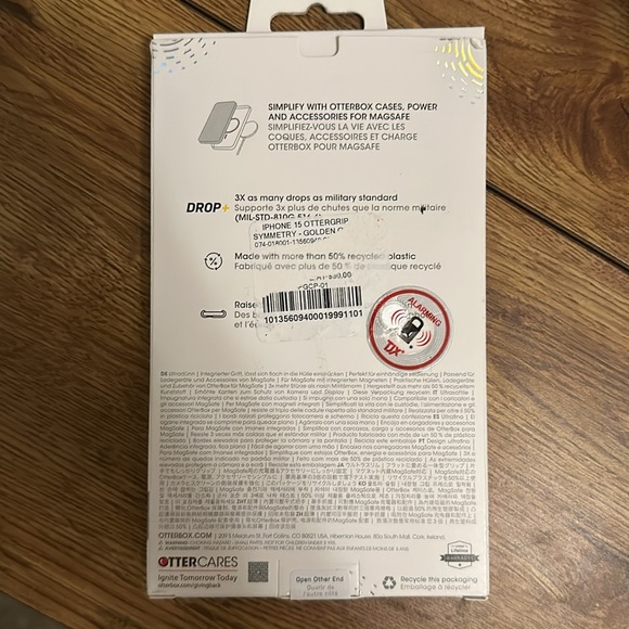 OtterGrip by Otter box symmetry series yellow iPhone 15, 14, 13 phone case - Picture 2 of 5